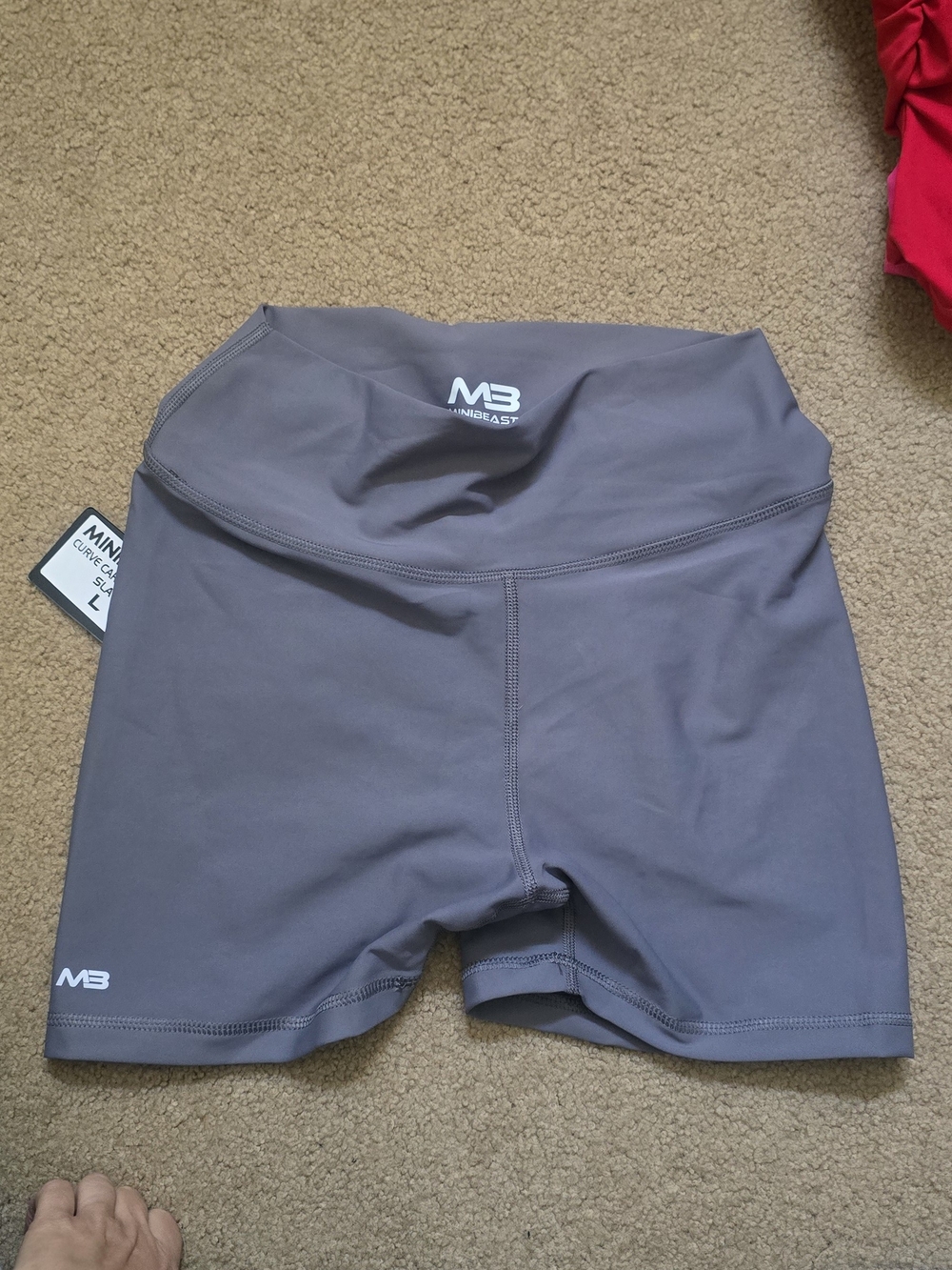 MINIBEAST Gray High-Waisted Cargo Scrunch Biker Shorts – Size Large NWT - Picture 2 of 3